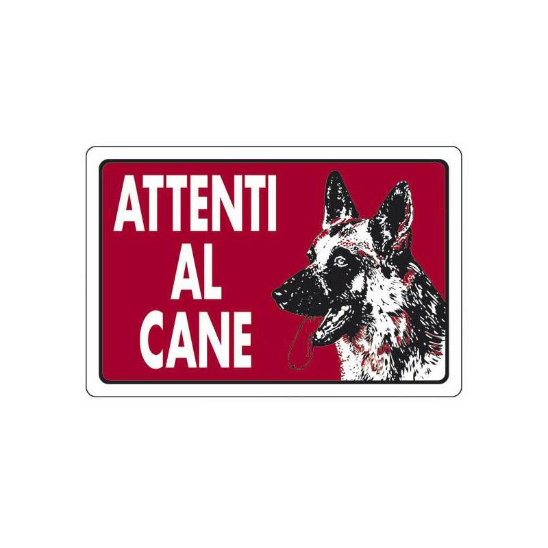 foto del prodotto cartello attenti al cane 18x 12 alluminio