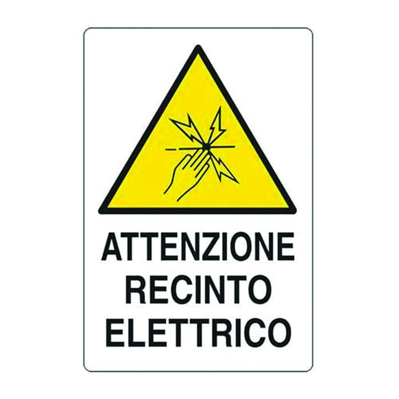 foto del prodotto cartello attenzione recinto elettrico cm.20x30h.
