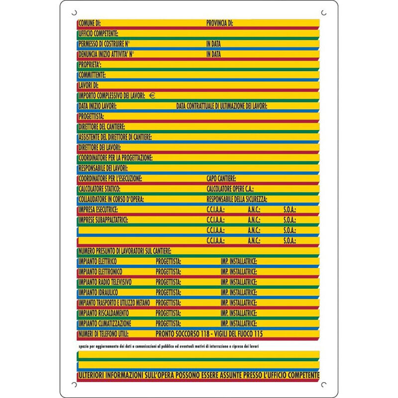foto del prodotto cartello cantiere direzioni lavori colorato cantieri 88x68cm polionda