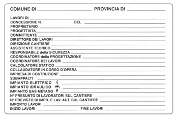 foto del prodotto cartello direzione lavori monocolore cm.50x70h.