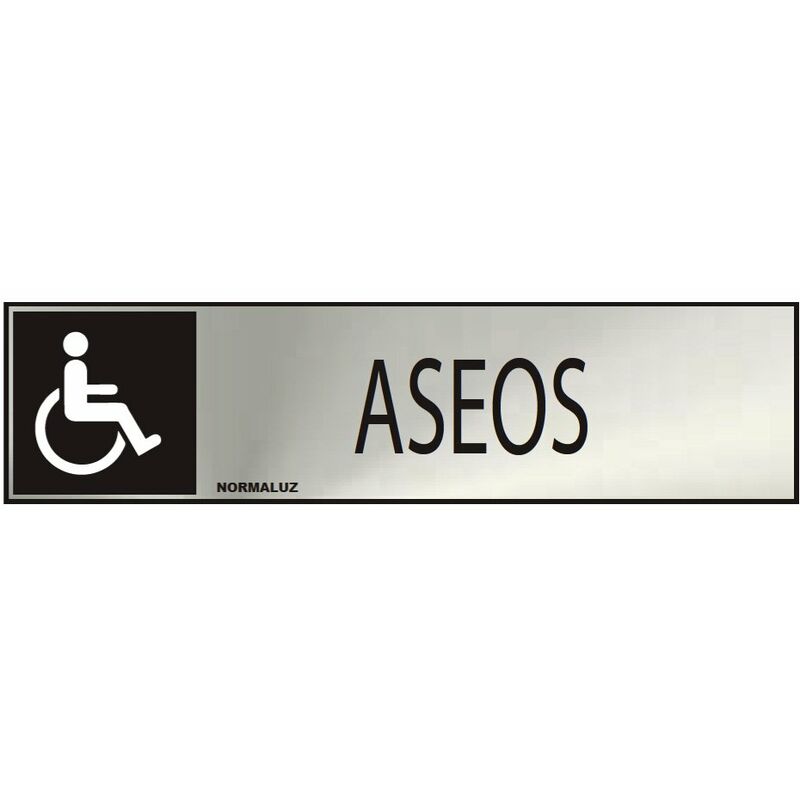 foto del prodotto cartello informativo bagni per disabili adesivo in acciaio inox 0,8mm 5x20cm