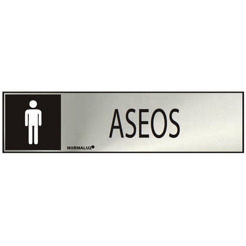 foto del prodotto cartello informativo servizi igienici uomo adesivo in acciaio inox 0,8 mm 5x20cm