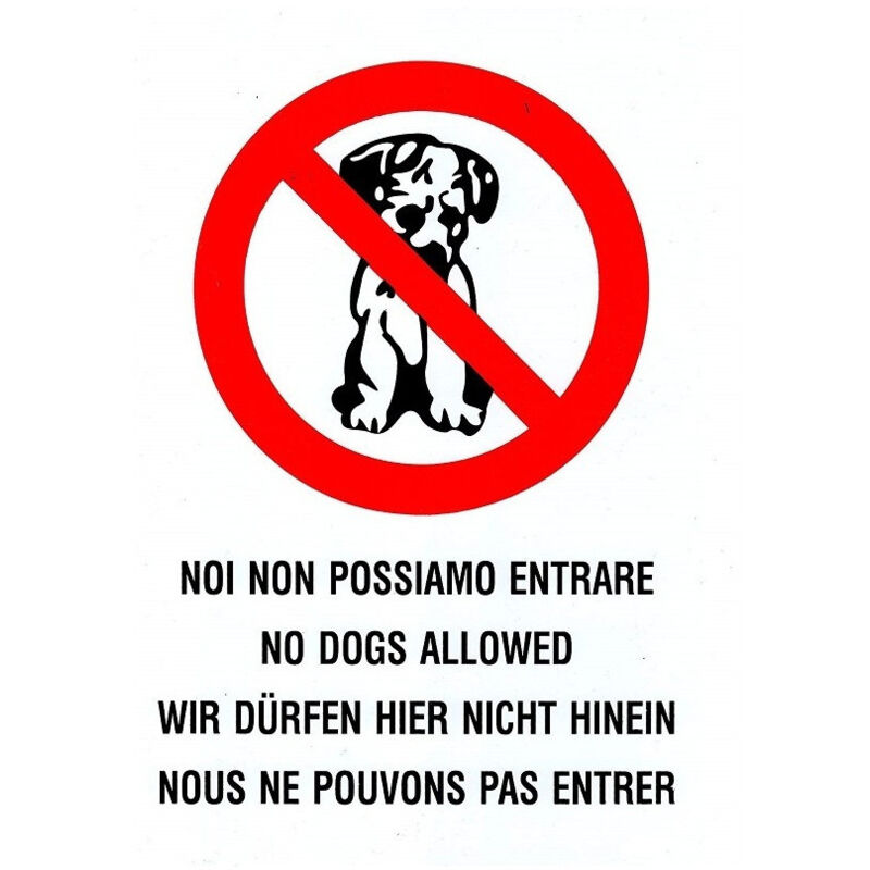 foto del prodotto cartello noi non possiamo entrare cane gatti divieto segnaletica avvertimento trade shop traesio