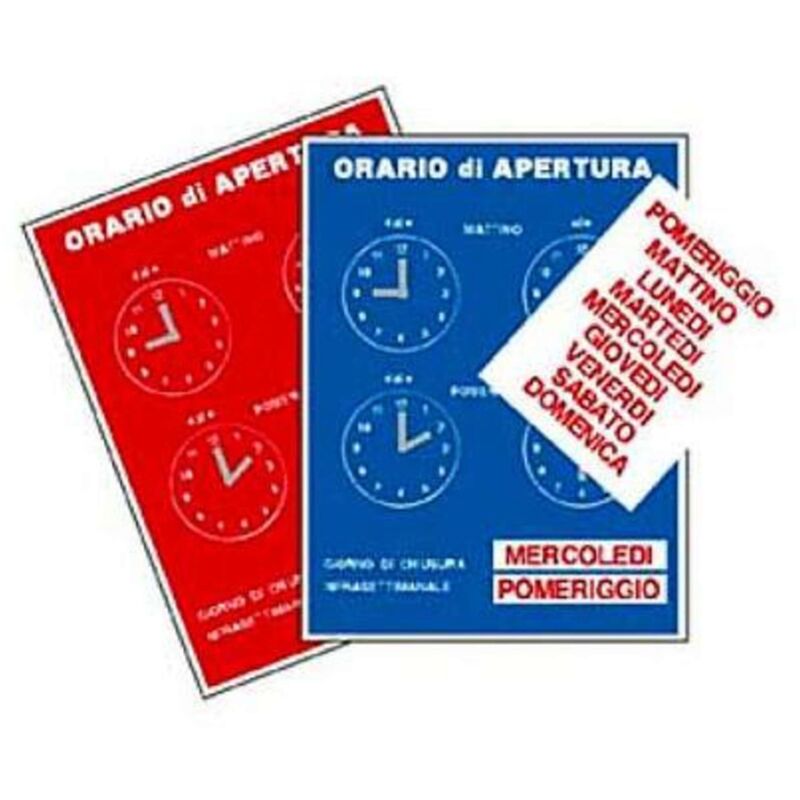 foto del prodotto cartello orario con 4 orologi tempopol rosso cm 16x21