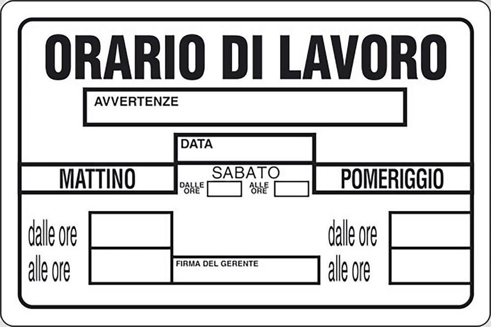 foto del prodotto cartello orario di lavoro magazzini uffici negozi 30cmx20cm