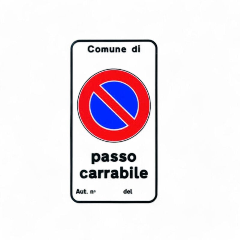 foto del prodotto cartello passo carrabile con autorizzazione numero nero adesivo formato 25x45 cm in polipropilene compatto resistente