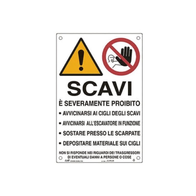 foto del prodotto cartello scavi pericoloso avvicinarsi cm.50x70h.