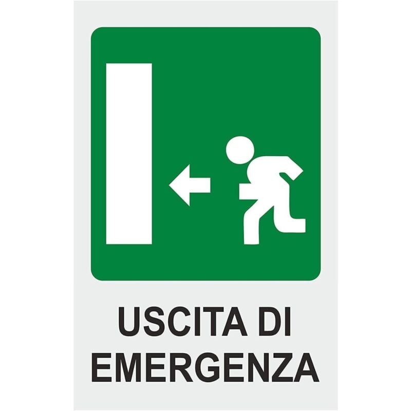 foto del prodotto cartello segnale uscita emergenza sinistra adesivo