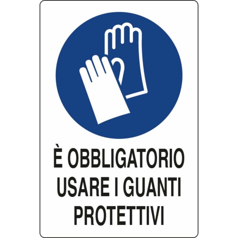 foto del prodotto cartello segnaletica obbligatori guanti protettivi 30x20