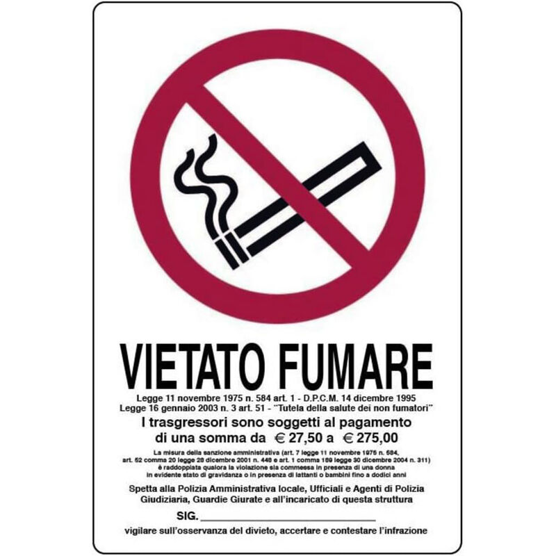 foto del prodotto cartello segnaletico cartelli segnaletici segnale in pvc esterno cm 20x30 10602v vietato fumare 10490 
