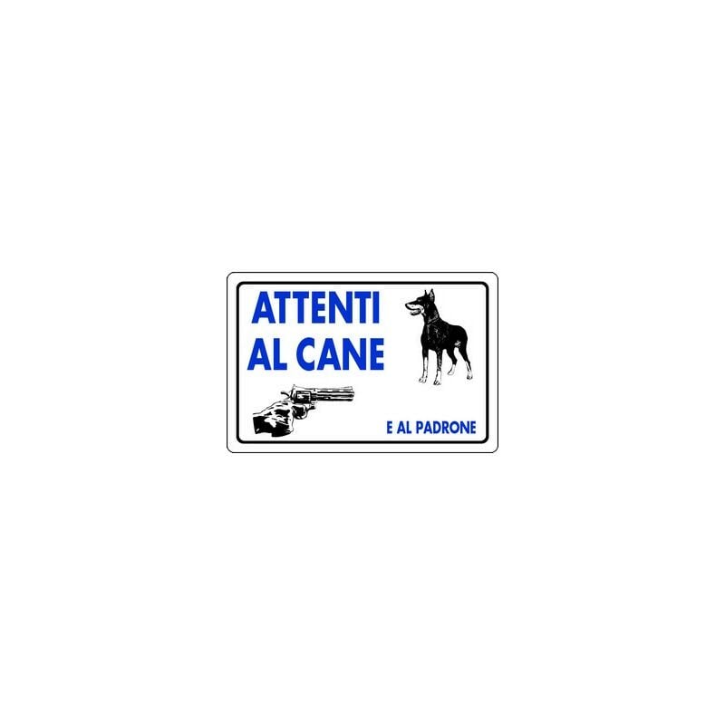foto del prodotto cartello segnaletico targa tabella pvc attenti al cane e al padrone 20x30
