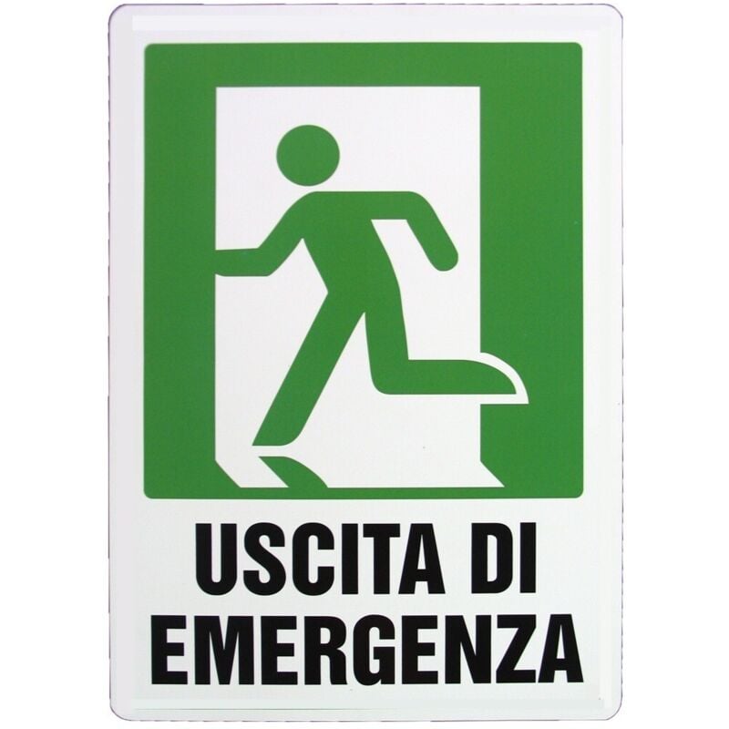 foto del prodotto cartello segnaletico targa tabella pvc plastica uscita di emergenza 20x30 sx