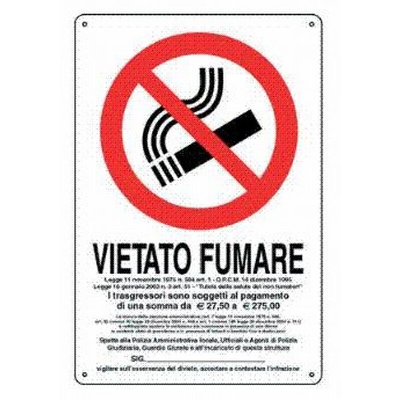foto del prodotto cartello segnaletico vietato fumare in metallo ferro 20x30