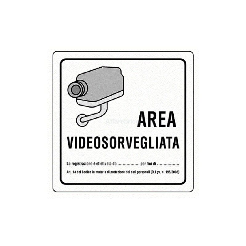 foto del prodotto cartello targa area videosorvegliata supporto in metallico dimensione 20 x 20 cm