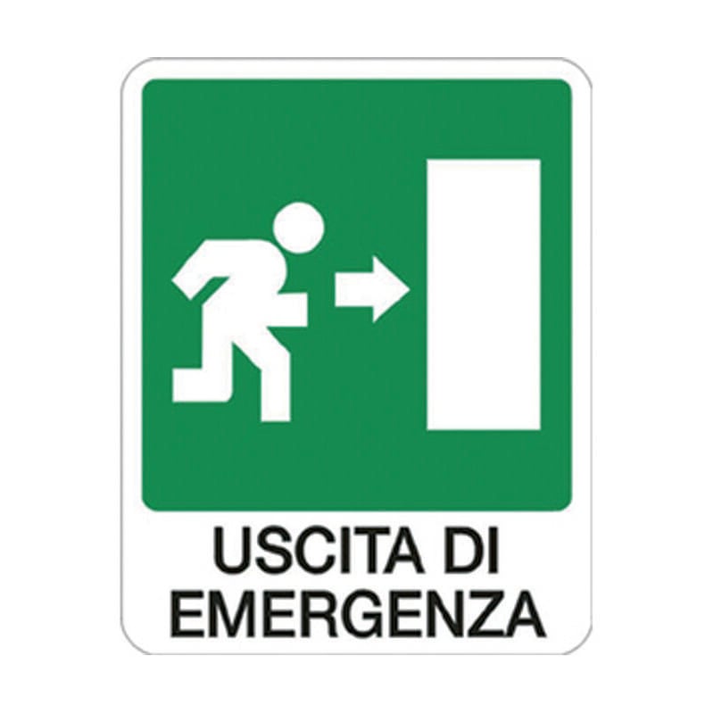 foto del prodotto cartello uscita di emergenza a destra cm.20x30h.
