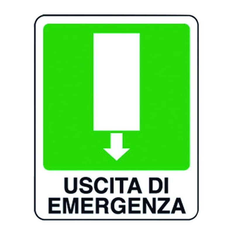 foto del prodotto cartello uscita di emergenza freccia centrale