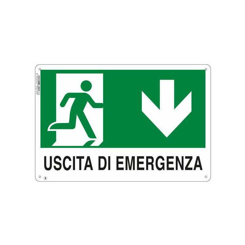 foto del prodotto cartello uscita emergenza giu 30x 20 plastica