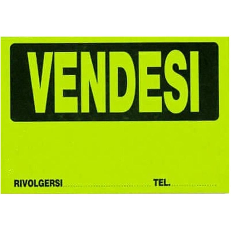 foto del prodotto cartello vendesi plastificato con scritta 30 x 20 cm segnaletico trade shop traesio