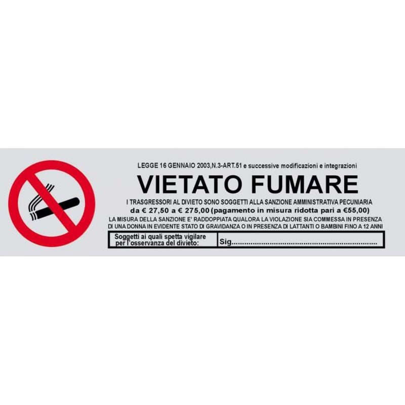 foto del prodotto cartello vietato fumare adesivo 4x15 cm