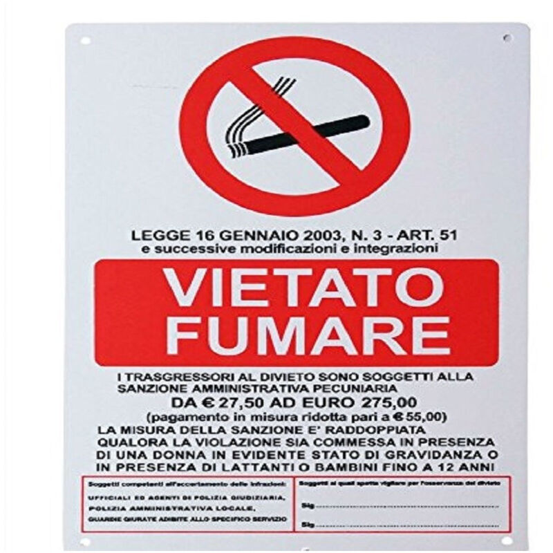 foto del prodotto cartello vietato fumare legge trasgressori segnaletica sicurezza avvertimento trade shop traesio