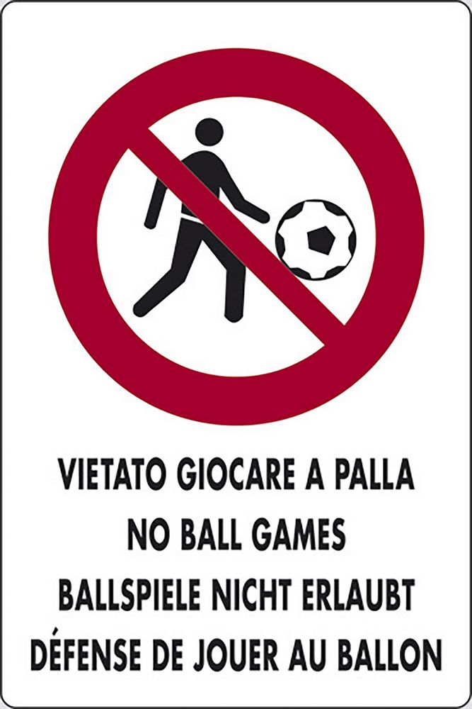foto del prodotto cartello vietato giocare a palla luoghi pubblici 30cmx20cm