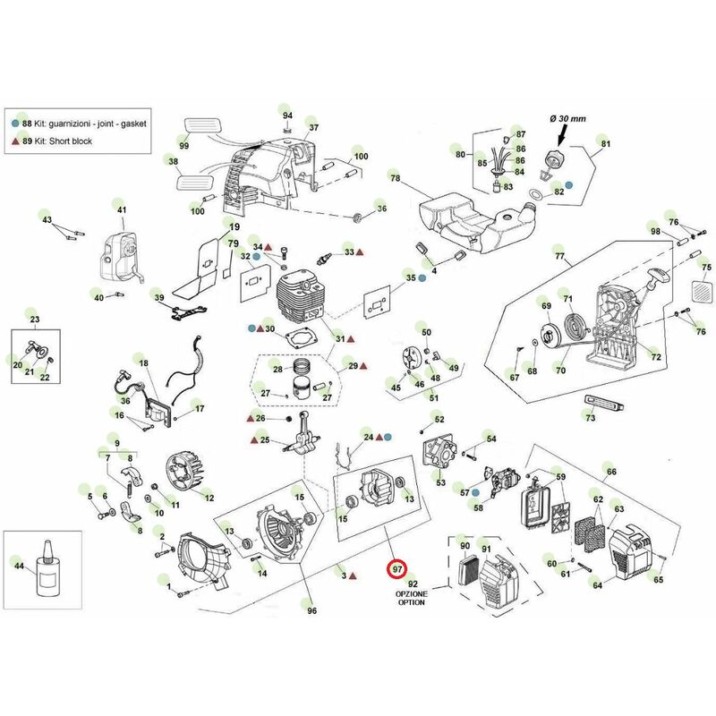 foto del prodotto carter avviamento originale active decespugliatore 4.5 5.5 trivella t143 23005