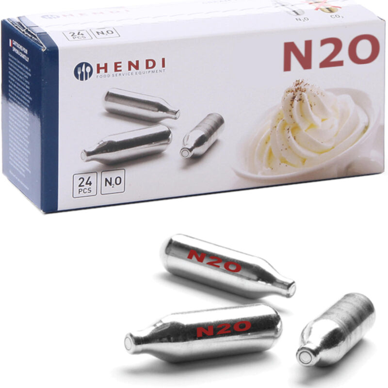 foto del prodotto cartucce per sifone per panna montata, gas n2o, 24 pz. hendi 588215