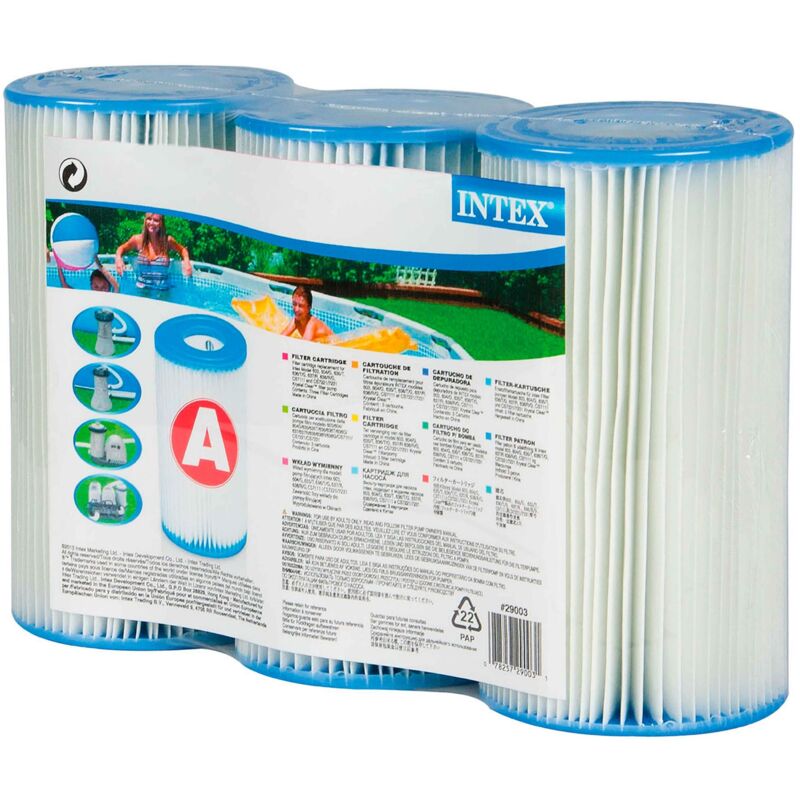 foto del prodotto cartuccia di filtrazione intex, tipo dacron a 200x110mmconfezione da 3 cartucce