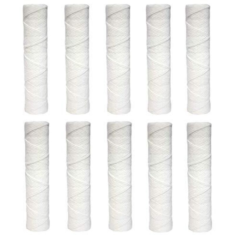 foto del prodotto cartuccia filtrante per filtro acqua in filo avvolto, 10 pezzi da 10 pollici con permeabilità 50 micron, pratica modalità di usa e getta - wk