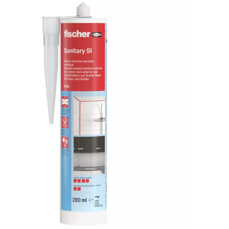 foto del prodotto cartuccia in silicone sanitario bianco con fungicida, 280ml.