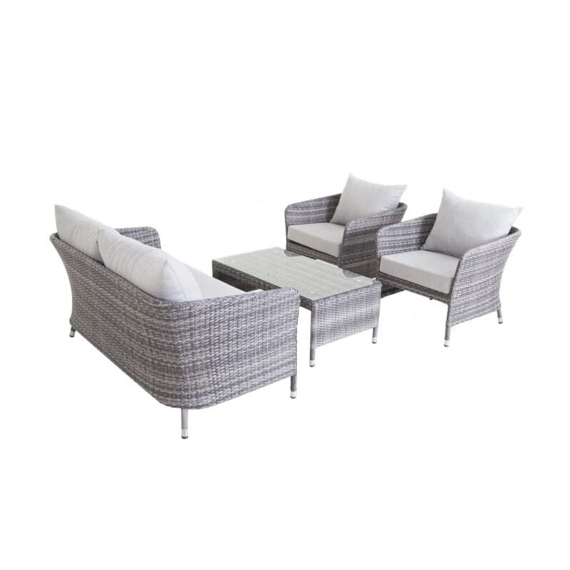 foto del prodotto casa collection set da giardino sanremo in vimini e metallo con 2 poltrone, divano 2 posti e tavolo