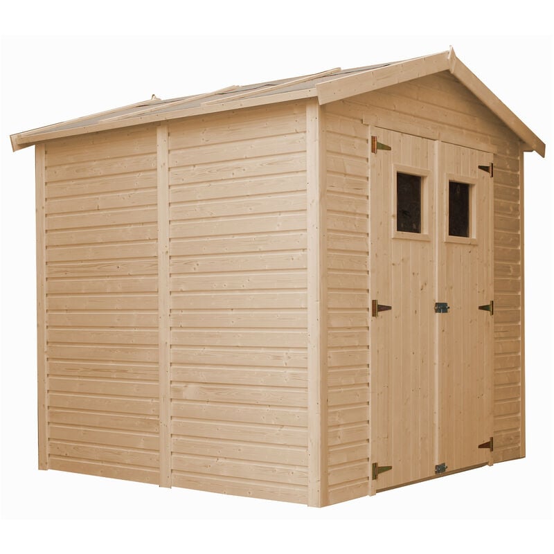 foto del prodotto casa da giardino in legno naturale con pavimento impregnato h228x222x233 cm/4,08 m - magazzino esterno con finestre - capanno da giardino timbela