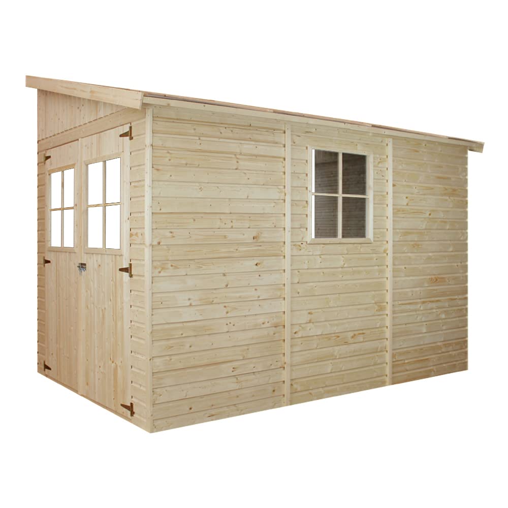foto del prodotto casa da giardino in legno senza parete laterale 6 m timbela m339 m339g
