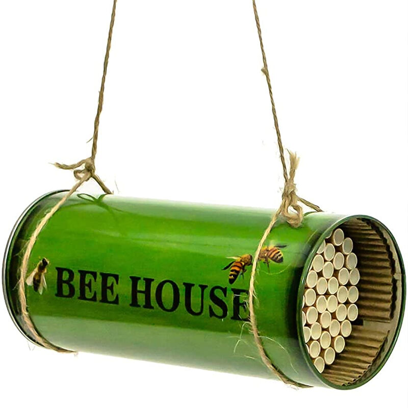foto del prodotto casa per api in barattolo adatto nidificazione struttura in metallo con corda