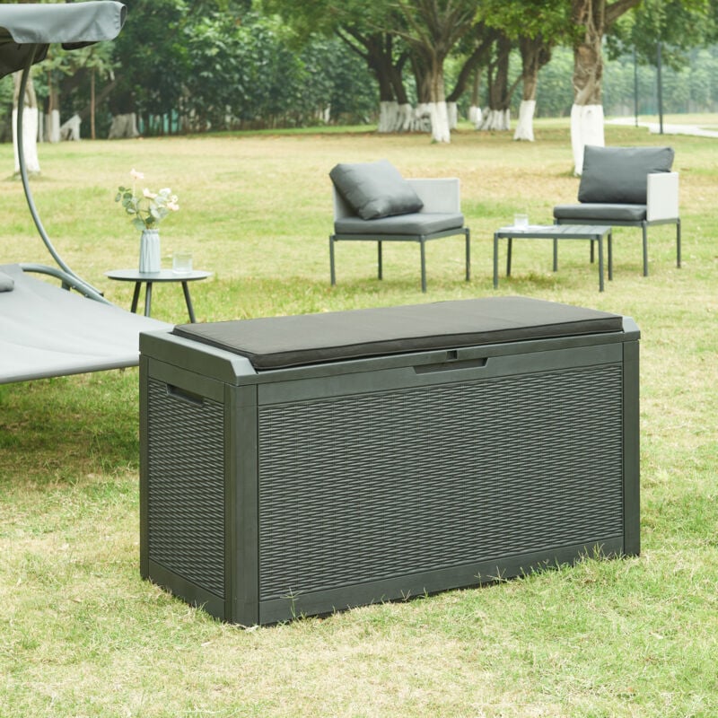 foto del prodotto casa.pro baule da esterno atella cassapanca nero effetto rattan