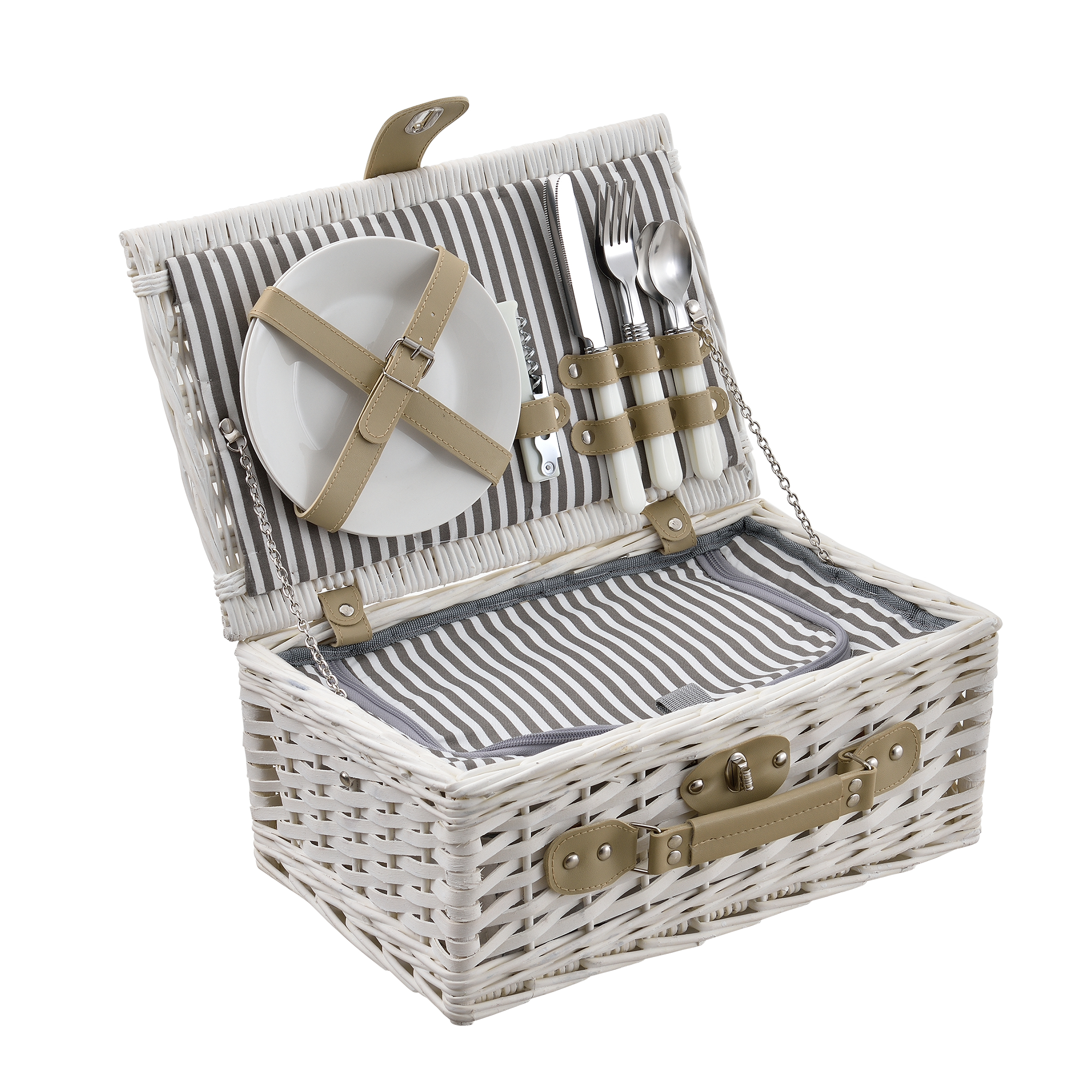 foto del prodotto casa.pro cestino da picnic per 2 persone valigia picnic in rami di salice vintage esterno bianco