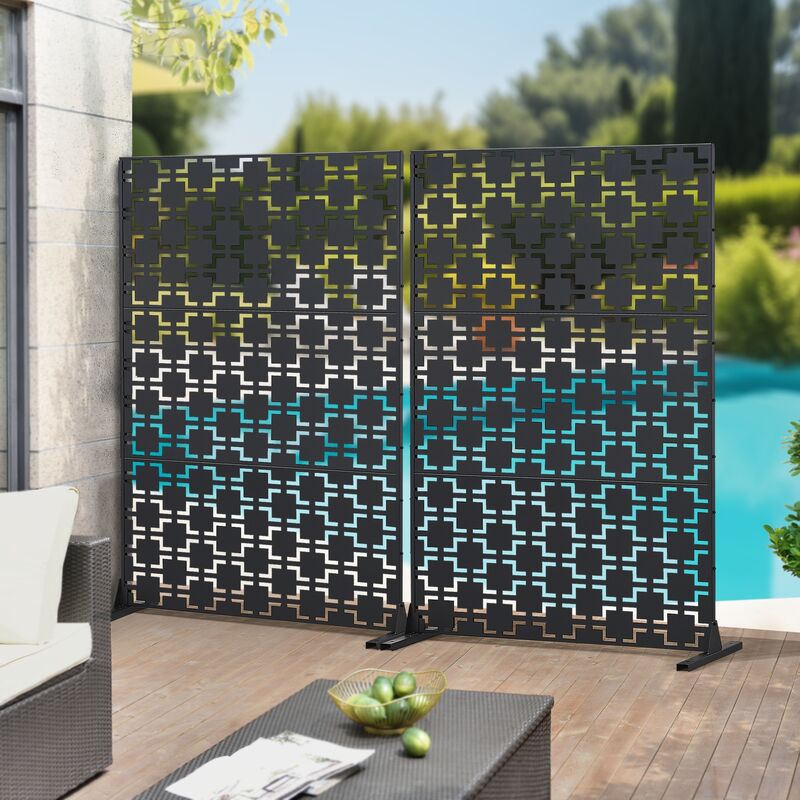 foto del prodotto casa.pro pannello divisorio basciano struttura traforata in acciaio 180 x 120 cm nero