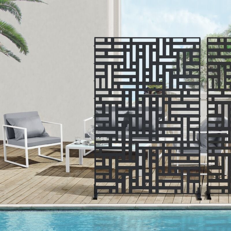 foto del prodotto casa.pro pannello divisorio bernalda struttura traforata in acciaio 180 x 120 cm nero
