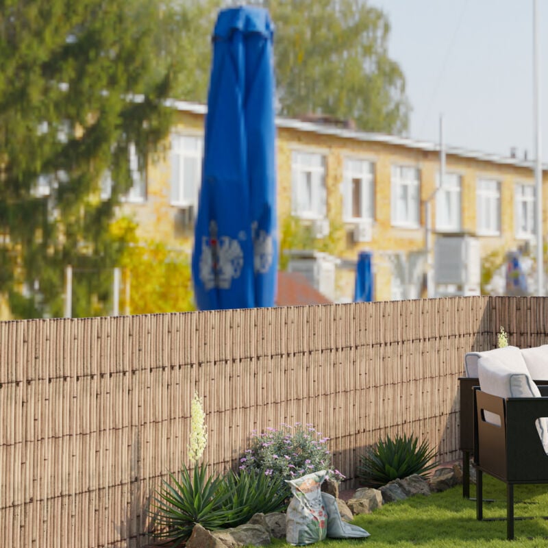 foto del prodotto casa.pro recinzione frangivista in canna per giardino balcone terrazza lxa 500 x 100 cm divisorio in effetto naturale frangivento protezione privacy