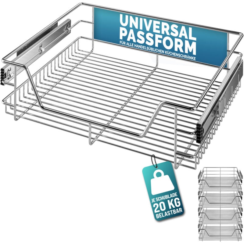 foto del prodotto casaria cestello estraibile sottolavello cassetto telescopico metallo guide scorrevoli 20kg 30cm 40cm 50cm 60cm 60cm. set of 4 en