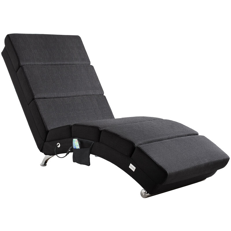 foto del prodotto casaria chaise longue massaggiante funzione riscaldamento lettino relax telecomando timer 8 punti di massaggio 186x55x89 capacità di carico 180kg stoffa antracite