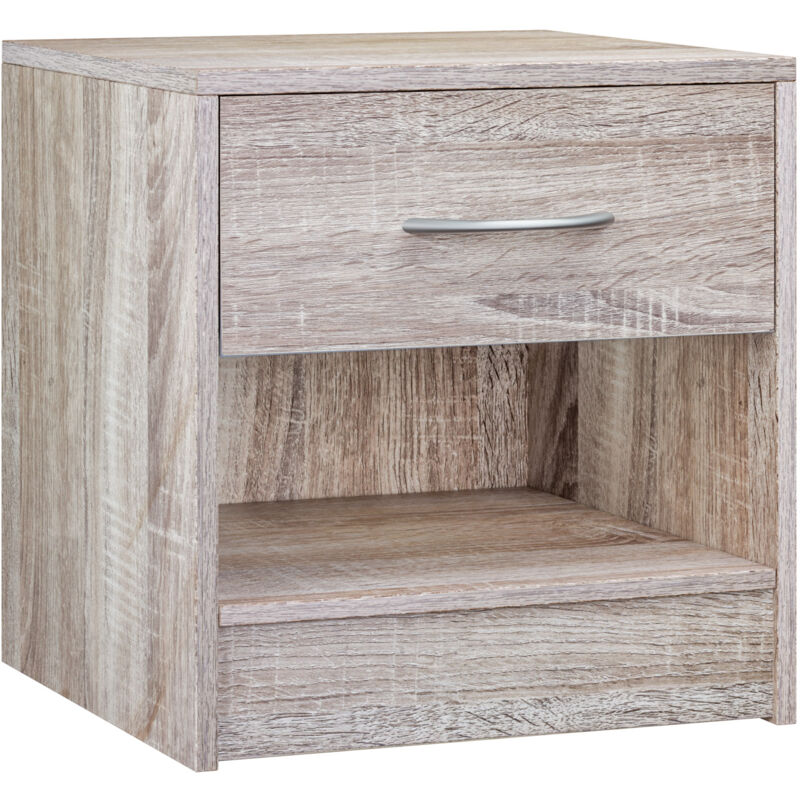 foto del prodotto casaria comodino con cassetto per camera da letto 41cm altezza comfort com portaoggetti in legno 41x39x28cm oak effect en 