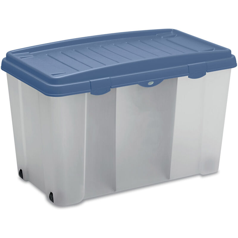 foto del prodotto casaria contenitore riordino con rotelle coperchio box portaoggetti organizer plastica trasparente cambio stagione blau de 