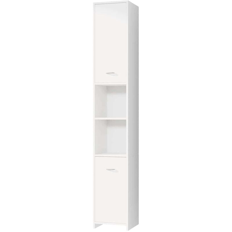 foto del prodotto casaria deuba mobile alto per il bagno armadio 180x30x30cm 6 mensole 2 scomparti ante chiusura magnetica bianco