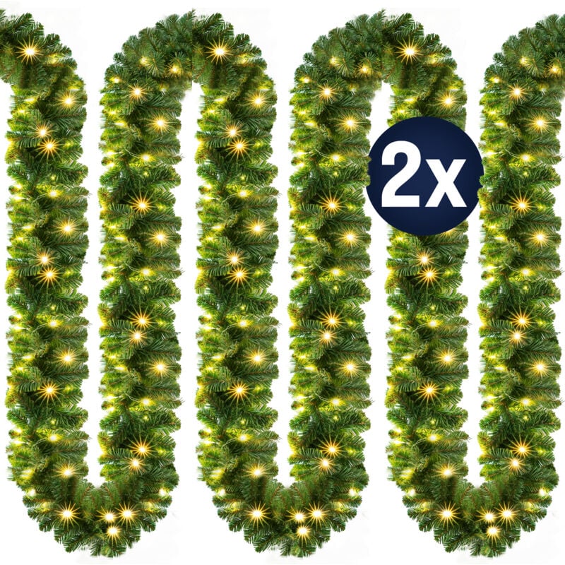 foto del prodotto casaria ghirlanda di natale a led per interni ed esterni ip44 decorazione natalizia ghirlanda di abete ghirlanda artificiale 2x 10m 100 leds de 