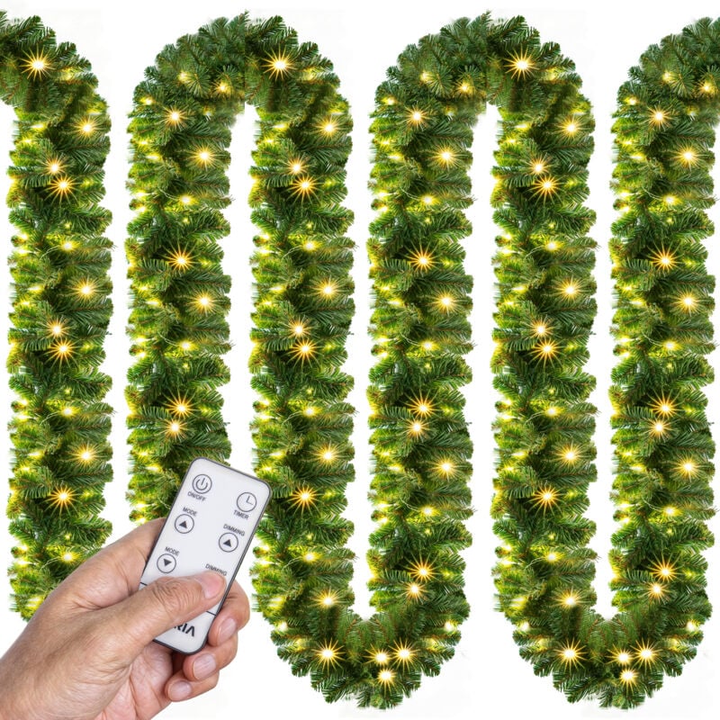 foto del prodotto casaria ghirlanda di natale a led per interni ed esterni ip44 decorazione natalizia ghirlanda di abete ghirlanda artificiale 5m 100 leds remote
