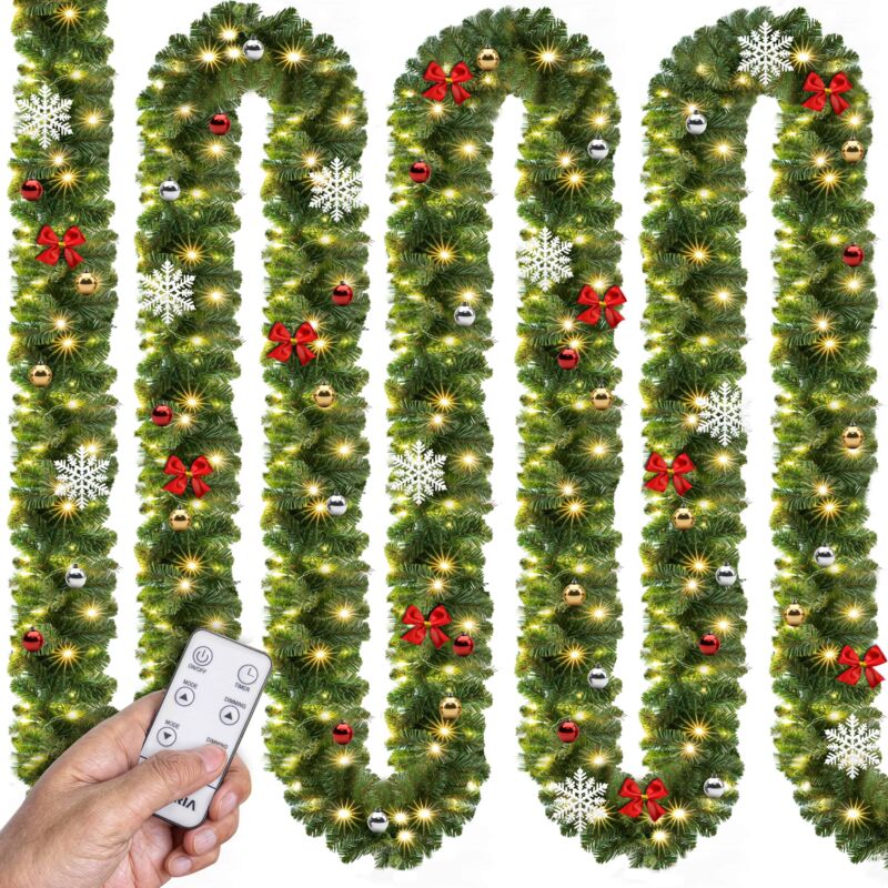 foto del prodotto casaria ghirlanda di natale a led per interni ed esterni ip44 decorazione natalizia ghirlanda di abete ghirlanda artificiale 5m 80 leds decorated +