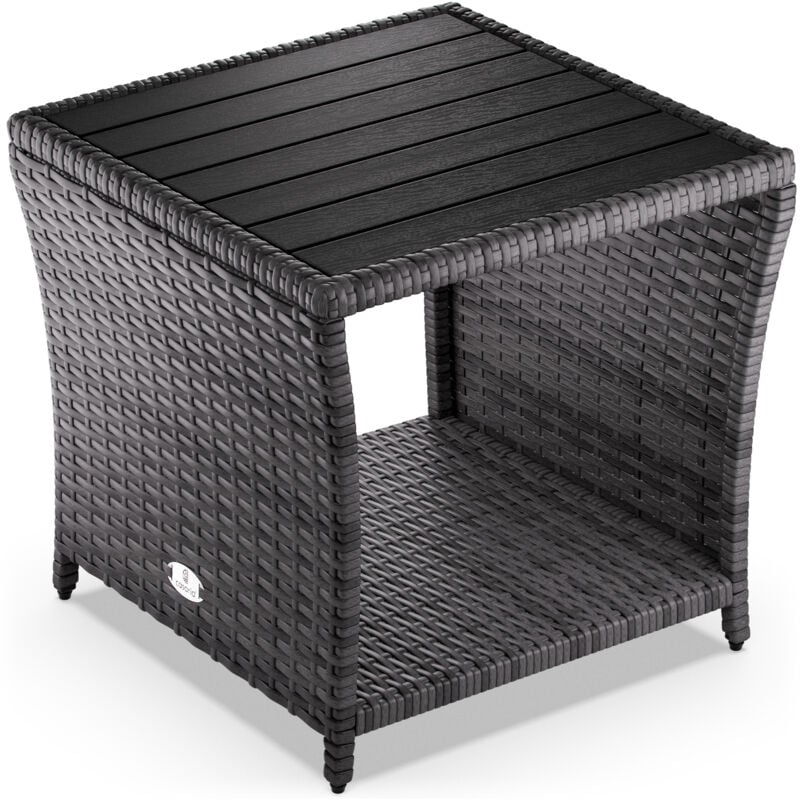 foto del prodotto casaria polyrattan tavolino wpc piano del tavolo 45x45x40cm altezza regolabile resistente alle intemperie giardino esterno terrazza balcone
