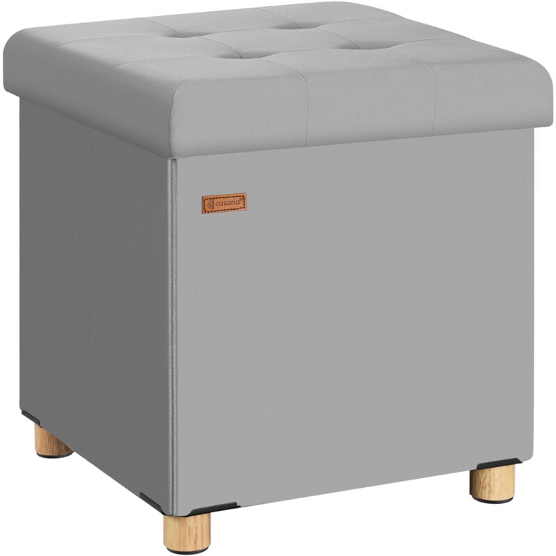 foto del prodotto casaria pouf sgabello 38x38cm portaoggetti in velluto pieghevole grigio