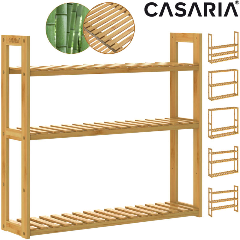 foto del prodotto casaria scaffale da bagno mobiletto bambu bagno 3 ripiani regolabili 54x60x15cm alta capacit di carico
